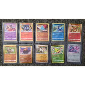 Lot of 10 Pokemon Cards in Protectors All are Reverse Holo